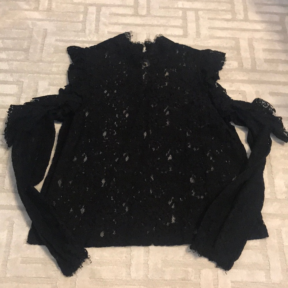Target Black Lace Cold Shoulder Top Medium EUC